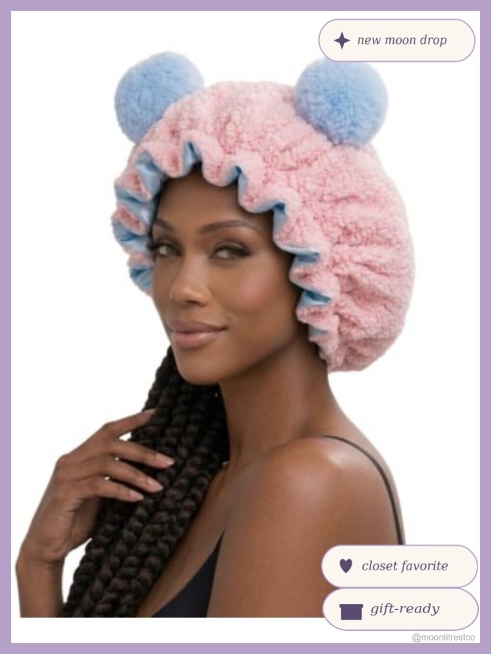 Jumbo Satin-Lined Bonnet Oversized Plush Sleep Cap Adjustable Toggle